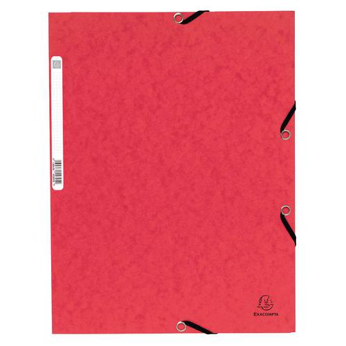 Chemise à élastique et rabats A4 carte lustrée rouge