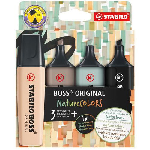 Etui carton de 4 surligneurs Nature - Stabilo