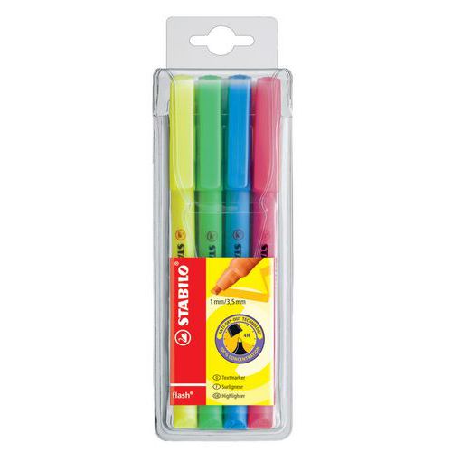 Pochette 4 surligneurs flash - Stabilo