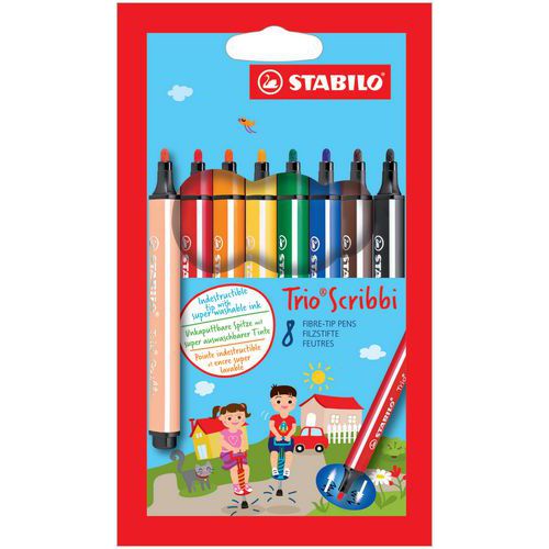 Pochette 8 Feutres De Coloriage Trio Scribbi