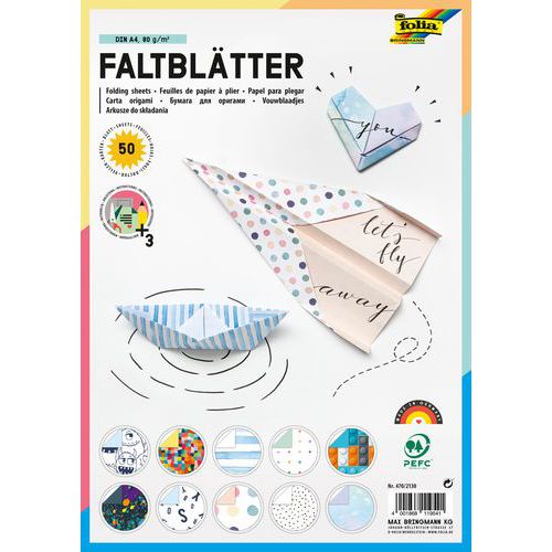 Assortiment feuilles A4 papier origami 80g imprimés assortis - Folia
