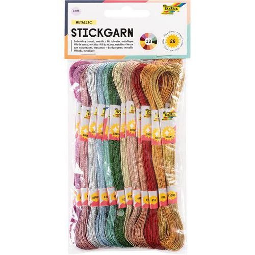 Fils À Broder Metallic 26 Écheveaux X8m 13 Couleurs