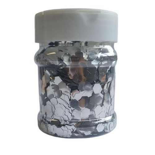 Paillettes Nid D'abeille 100g argent en pot plastique