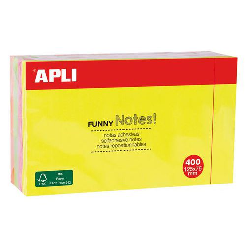 Cube 400 notes repositionnables 75x125 mm fluo