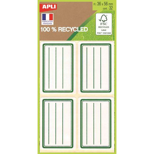 Paquet 32 Étiquettes Scolaires Recyclées