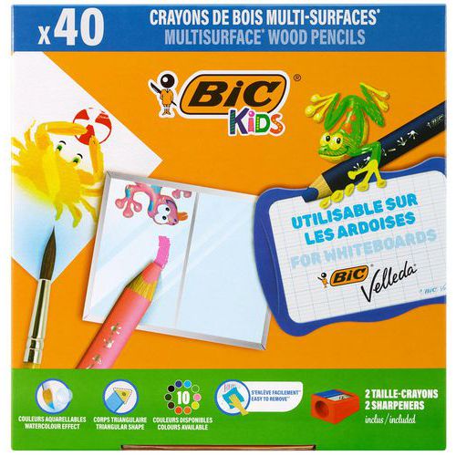 Lot de 42 Classpack 40 crayons de couleurs triangulaires 3 en 1 - Bic Kids