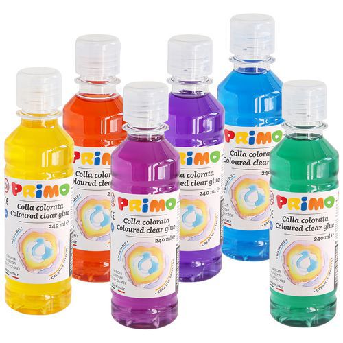 Set De 6 Colles Transparentes Colorées 6 X 240 Ml