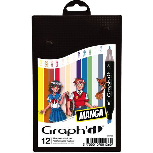 Set 12 marqueurs à alcool double pointe - Graph it