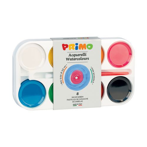 Bloc 8 Godets Gouache Pastille Dia 55mm Primo