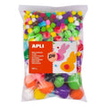Sachet 500 pompons couleurs et tailles assorties - Apli