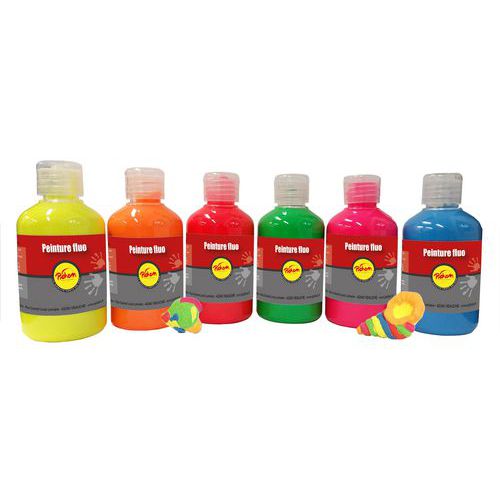 Assortiment de 6 flacons 250 ml gouache fluo - Pichon
