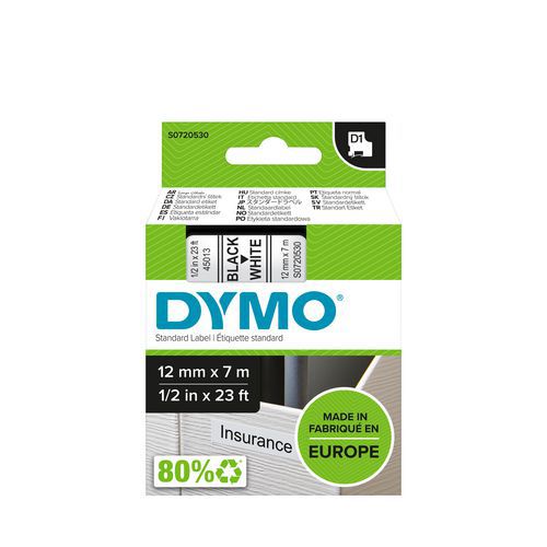 Ruban Dymo 1000 4500 12mmx7m noir