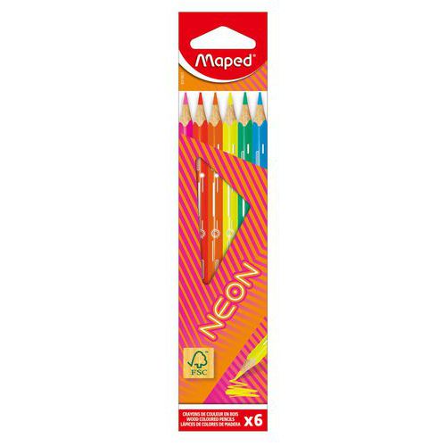 Pochette 6 crayons de couleur néon - Maped