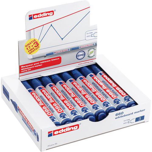 Eco Pack marqueurs e660 17+ 3 offerts bleus - EDDING