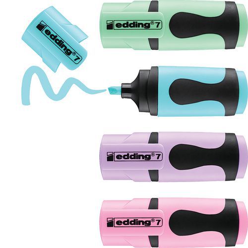 Mini-surligneur pastel edding 7 - Pochette de 4 - EDDING