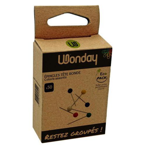 Lot de 50 Boite de 50 épingles de signalisation tête ronde - Wonday