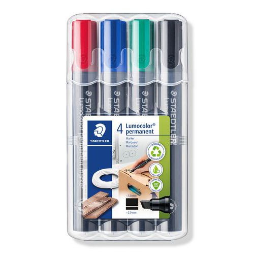 Etui 4 Marqueurs Permanents Pointe Biseautée
