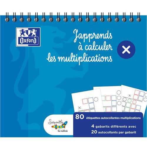 Lot de 80 stickers gabarit multiplication 15x12,5 cm - Oxford
