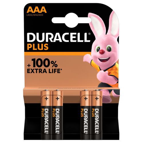 Pile alcaline AAA/LR03 x4 DURACELL 100%PLUS