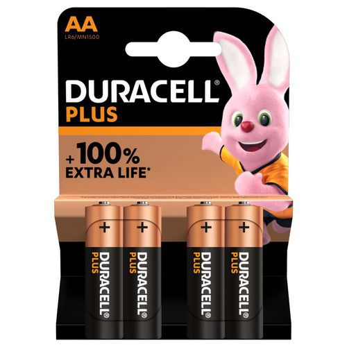 Pile alcaline AA/LR6 x4 DURACELL 100%PLUS