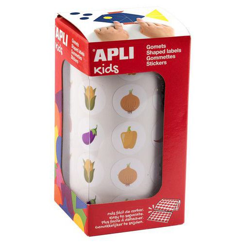 Rouleau 900 gommettes légumes 20 mm - Apli