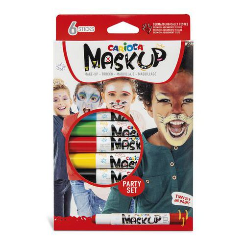 Etui 6 sticks peinture visage couleurs festives Maskup - Carioca