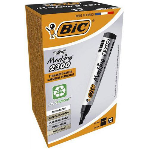 Marqueur pointe biseautée noir Bic