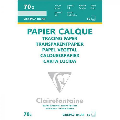 Bloc de 50 feuilles de papier calque 70 g - Clairefontaine