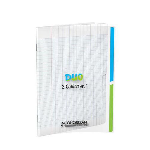 Cahier duo 2 en 1 polypropylène 96 pages 90g 17x22 cm - Conquerant