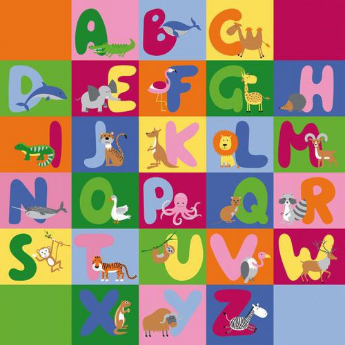 Tapis abécédaire animaux 200 x 200 cm