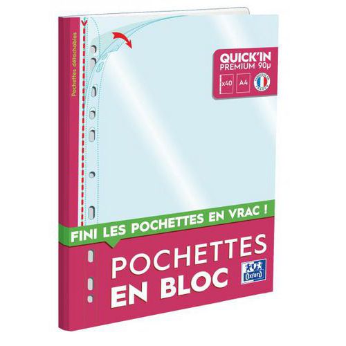 Bloc 40 Poch Détach A4 Polyp Incol 9/100 Perf Oxf Quick'in