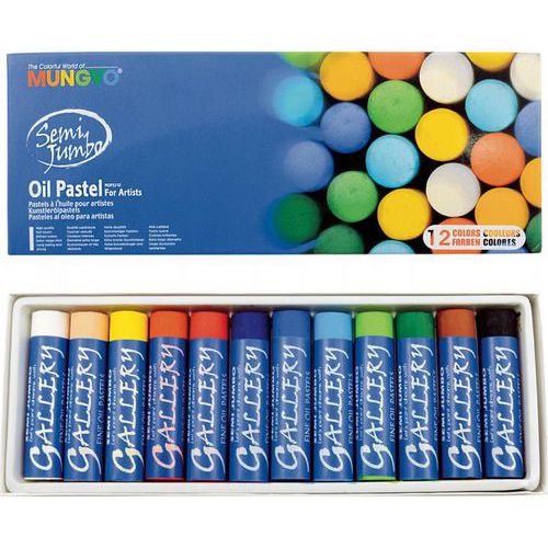 Boite 12 pastels extra-large Ø18 mm longueur 60 mm jumbo - Mungyo