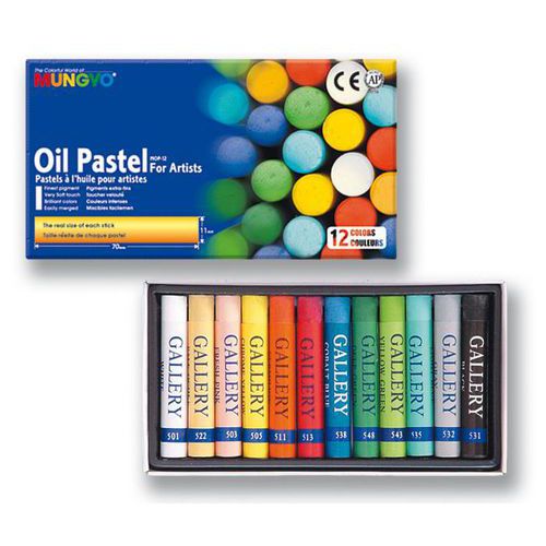 Boite 12 pastels artist taille standard 71 mm Ø 11 mm - Mungyo
