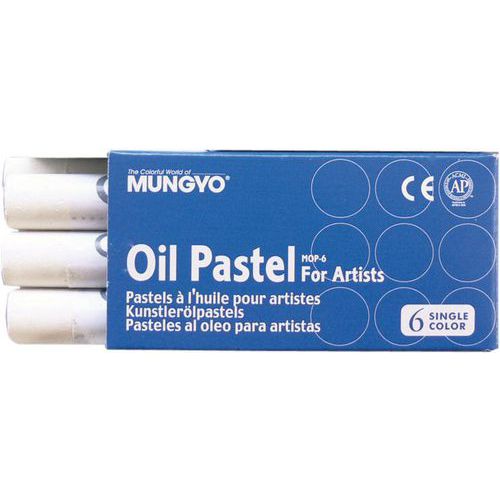 Lot de 6 Pastel huile blanc artiste 70 mm Ø10 mm - Mungyo
