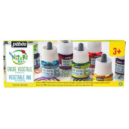 Set 5 flacons 45ml encre à dessiner végétale secondaires - Pébéo