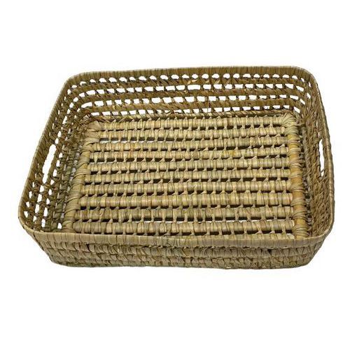 Corbeille rectangulaire en feuille de palmier tressées 40 x 30 x 8 cm