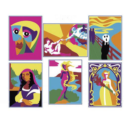 Lot de 6 cartes à sable autocollantes Arts