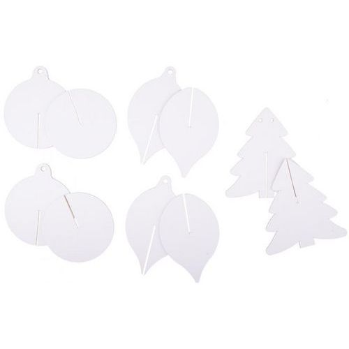 Lot De 30 Suspensions Noel À Monter Carton Blanc 3d