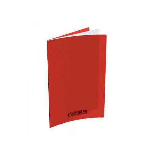 Cahier polypro A4 5x5mm 96p rouge CONQUERANT