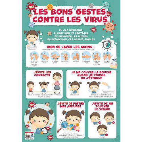 Poster les bons gestes contre les virus 52 x 76 cm