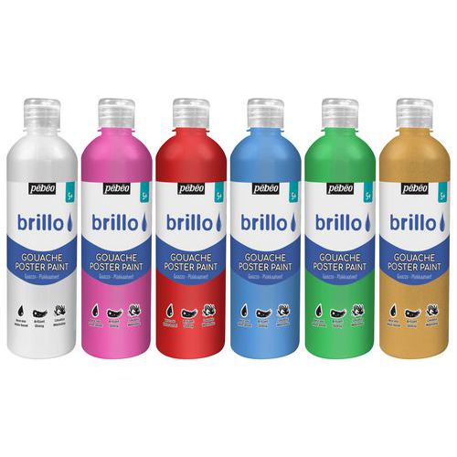 Lot de 6 Assortiment 6 flacons 500ml brillo couleurs nacrées assorties - Pébéo