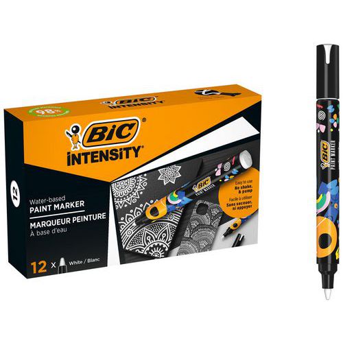 Lot de 12 Marqueur peinture Bic Intensity - Écriture multi surfaces - Bic