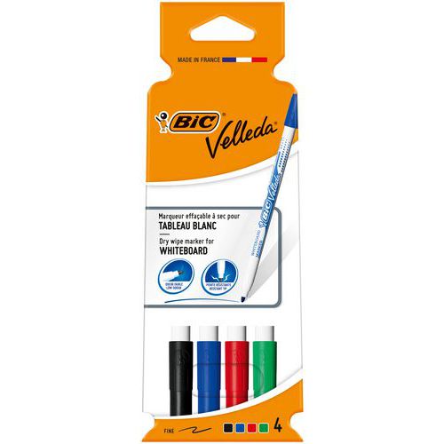 Pochette 4 feutres pointe fine Velleda - Bic