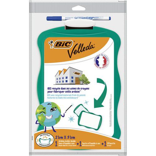 Ardoise velleda 21x31 cm blanche double face - Bic