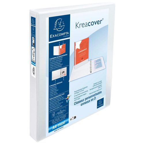 Classeur Plastique A4 Blanc Dos 50mm 4 Anneaux En 30mm