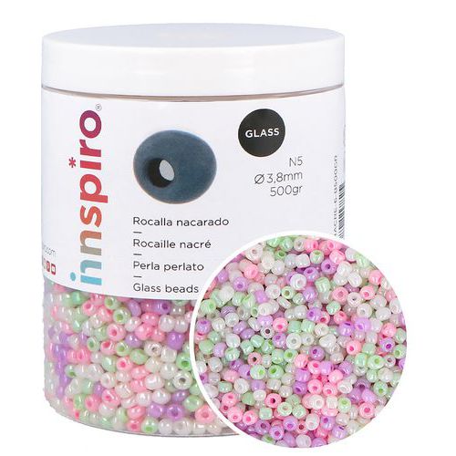 Bocal 500 grammes perles de rocaille couleurs nacrées - Innspiro