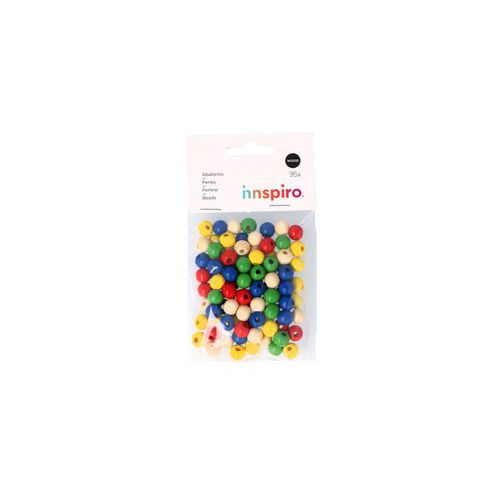 Sachet 95 Perles Bois Rondes Multicolores Ø10mm