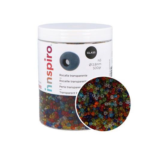 Boîte de 500 g perles de rocaille multicolores Ø3,8 mm - Innspiro
