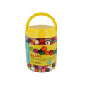 Baril 500 g perles en bois colorés + 4 cordons - Innspiro