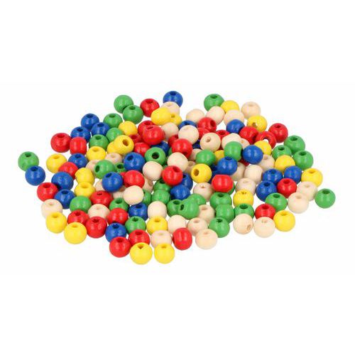 Sachet 215 Perles Bois Rondes Multicolores Ø6mm